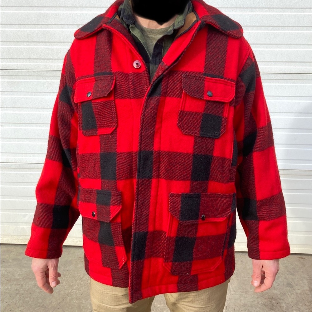 Woolrich Red plaid mens vintage coat size 44